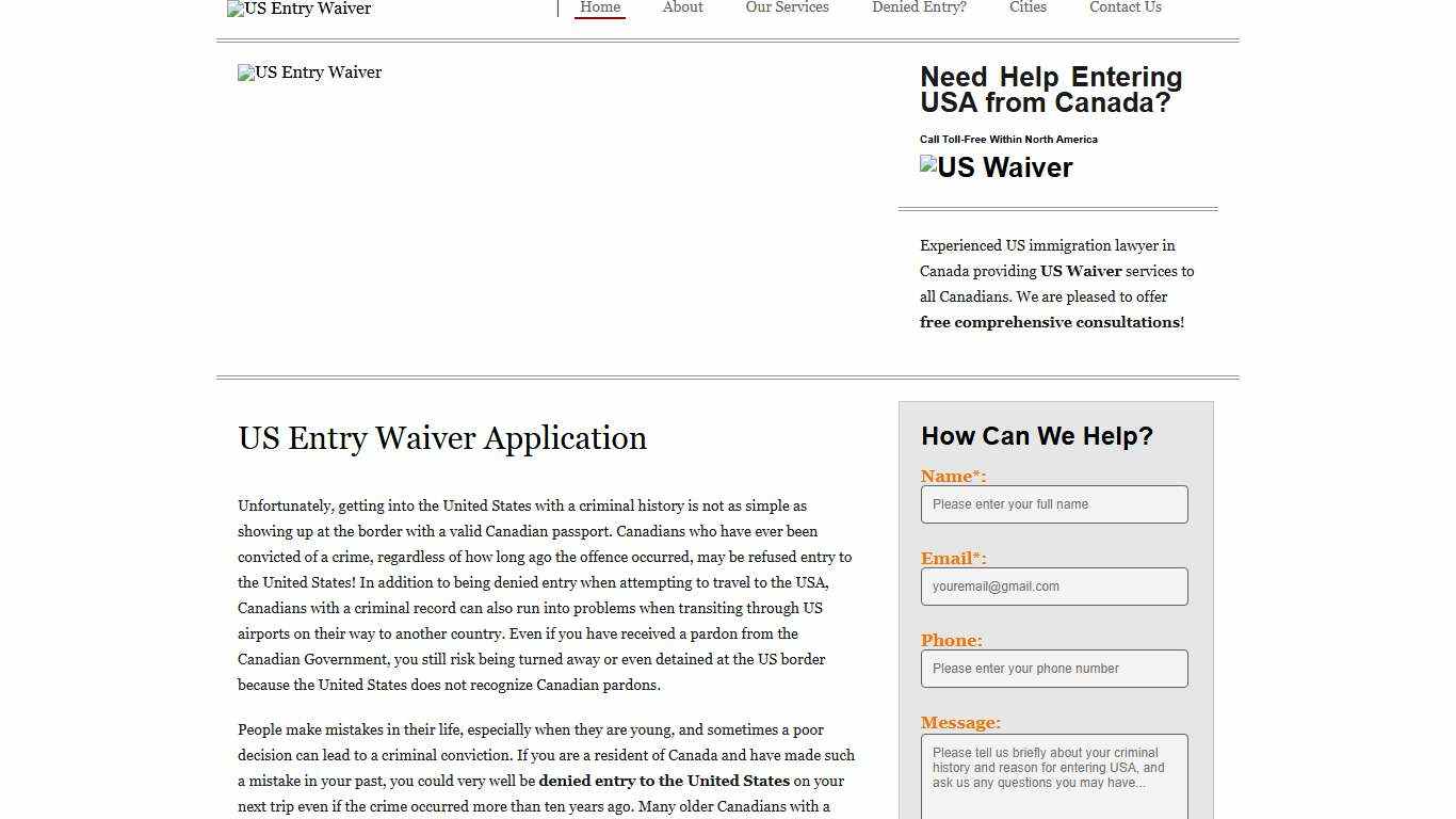 US Entry Waiver 2026 - US Waiver Application for Canadians