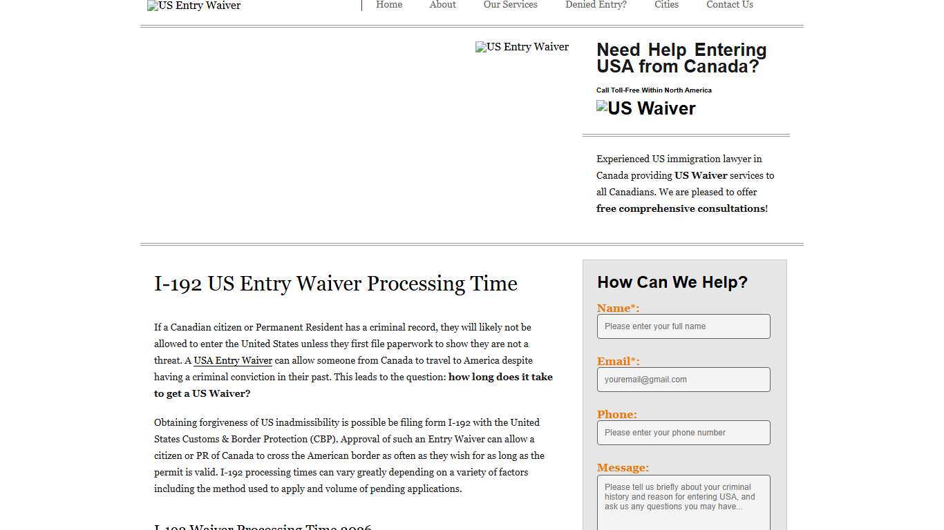 I-192 US Waiver Processing Time for Canadians 2026